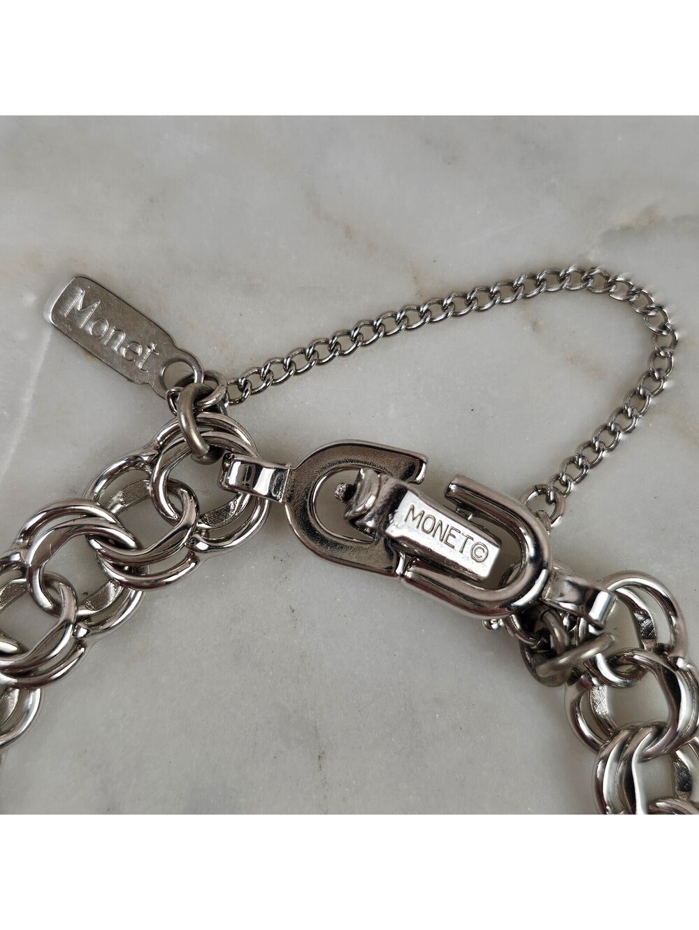 Vintage Monet Silver Tone Happy Birthday Charm Bracelet 7.5 Inch - Picture 6 of 9